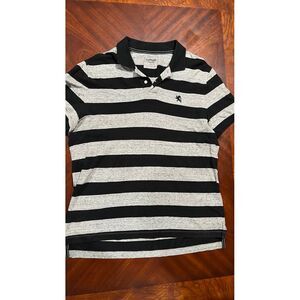 Express Mens pique fit striped gray and black polo shirt‎ size x-large